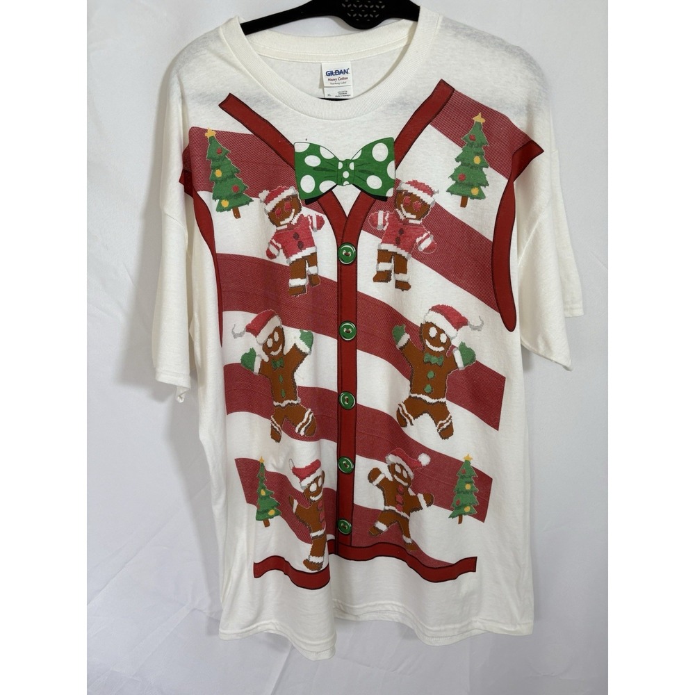 Gildan Christmas T Shirt Size XL Gingerbread Santas Holiday Pullover Short Sleev